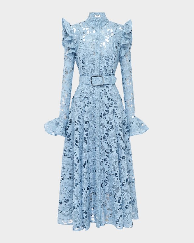 Aliyah Lace Butterfly-Sleeve Midi Dress